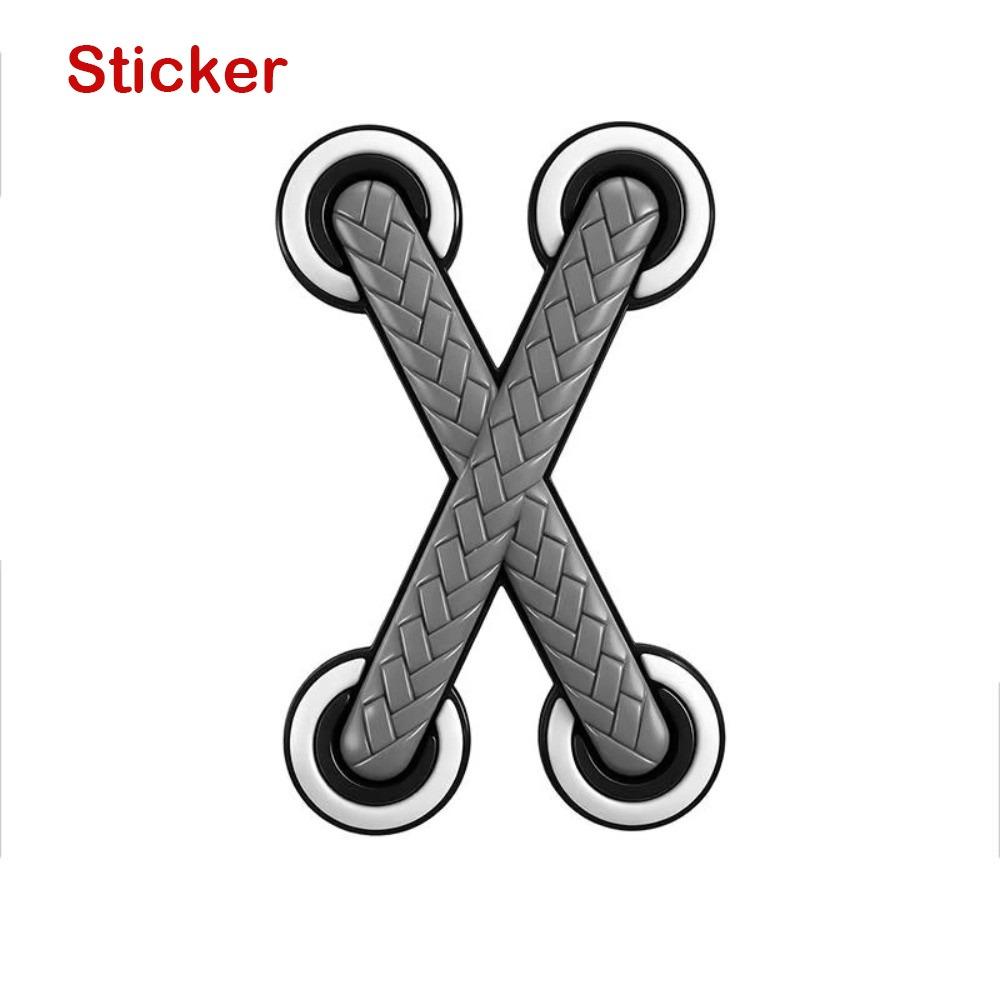 New PVC Car Motorcycle Decals Multicolor 3D Cross Car Stickers 3D Shoe Lace Decoration Adhesive Auto Decals Trucks