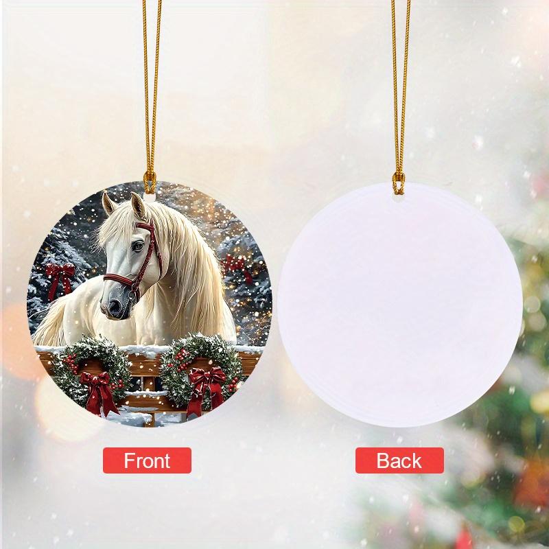 2025 Farmhouse White Horse Christmas Ornament - Acrylic Hanging Tree Decor, Holiday Gift for Women | Farmhouse Christmas Tree Decoration