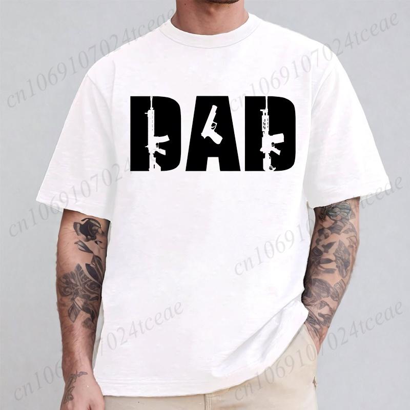 Dad Guns T-Shirt for Men Short Sleeve Tes Father's Day Gift Gun Lover Graphic Tops Harajuku Streetwear Oversized Male Clothing