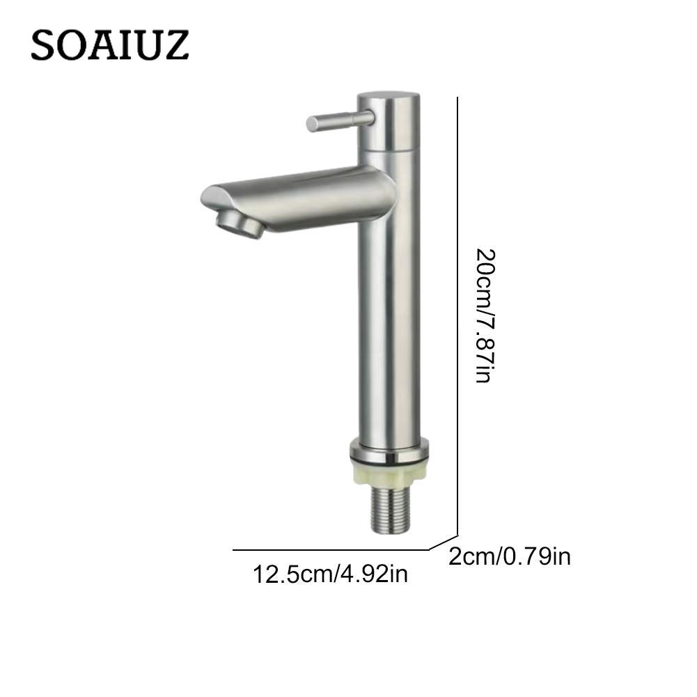 Edelstahl-Einzel-Kaltwasser-Waschbecken-Wasserhahn Deck montiert Badezimmer-Aufsatzwaschbecken-Wasserhahn Waschtischarmatur für Badezimmerküche