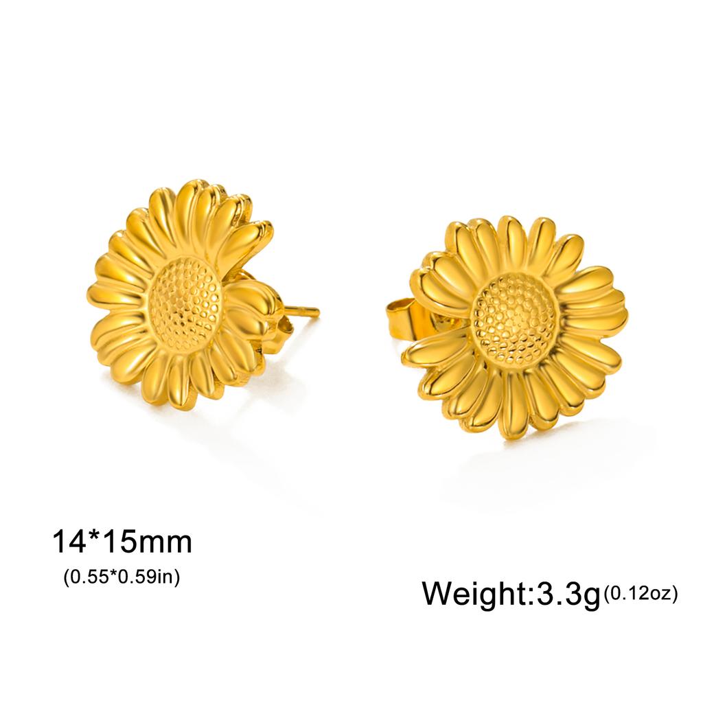 Flowers Stud Earrings Women Stainless Steel Gold Earring Trendy Daisy Cherry Blossom Jewelry Valentine Gift