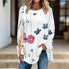 Women Long Sleeve Tunic Top Print Crew Neck Loose Fit Blouse With Pockets Casual Daily Wear Ladies Tops