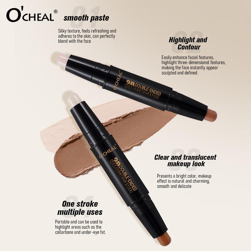 OCHEAL Double-Ended Facial Contour & Highlighter Stick - Natural 3D Concealer Shadow Pen