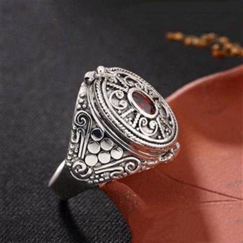 Adjustable Openable Finger Ring Antique Opening Ring Unique Gawu Box Ring  Storage Container