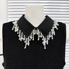 Elegant Pearls Beaded Tassels Trim Detachable Faux Collar Enhances Clothing Layers for Women Jewelry Bib Choker Neckalce