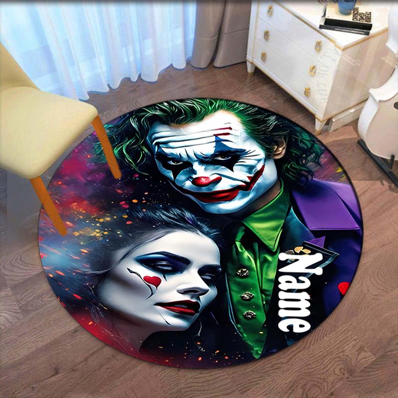 Custom Name Joker Printed Round Rug Carpet Chair Rug Area Rug Entryway Doormats,for Office Chair Living Room Bedroom Kitchen Room.