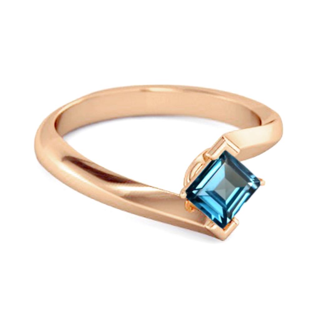 London Blue Topaz Sleek Tension- 925Style Ring - 925 Sterling Silver Rose Gold Vermeil
