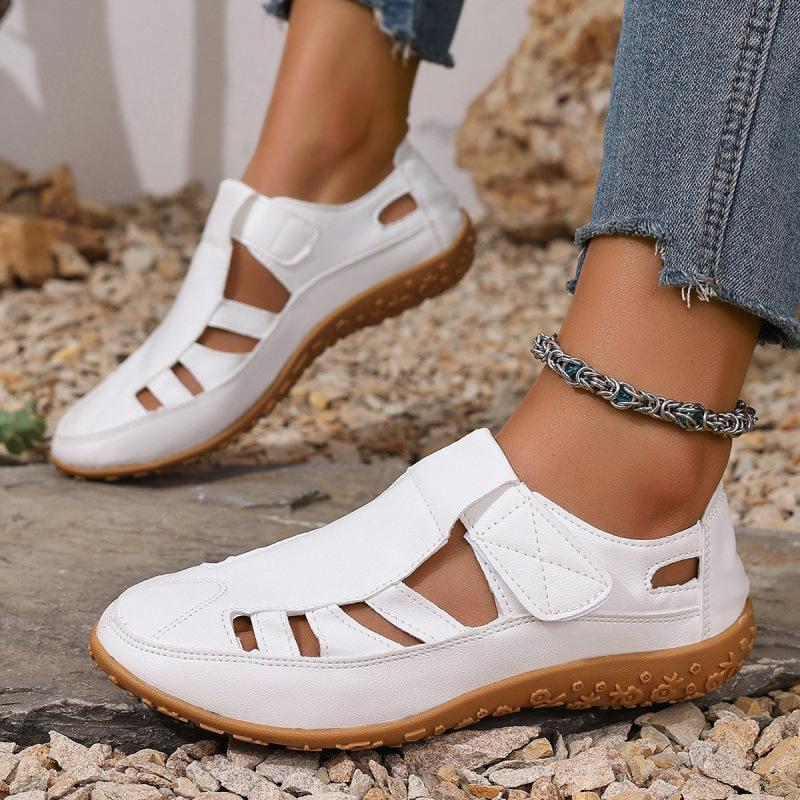 Large size sandals women's summer new Velcro casual shoes comfortable soft sole low top mother flat sports sandals