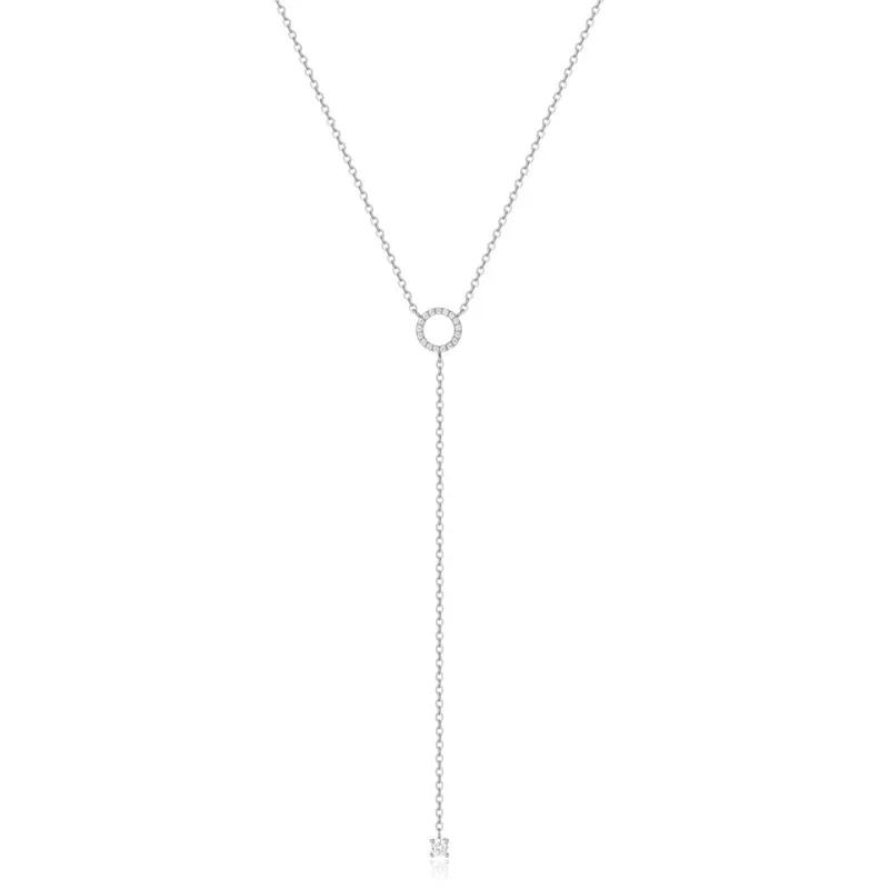 

2025 Trend Necklaces Double-Deck Circle Zircon Pendant Long O-Chain Choker Necklace Spring Women Wedding Jewelry Accessories