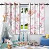 Wildflowers Floral Green Plants Window Curtains Blackout Washable Polyester Fabric Bedroom Living Room Home Decor Curtain 2 Pcs