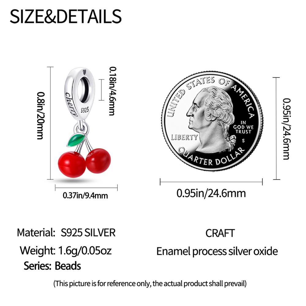 Authentic Original Copper Metal Charm Bead Components Luxury Red Cherry Pendant Bead Component Bead Components Compatible With Bracelet High Quality