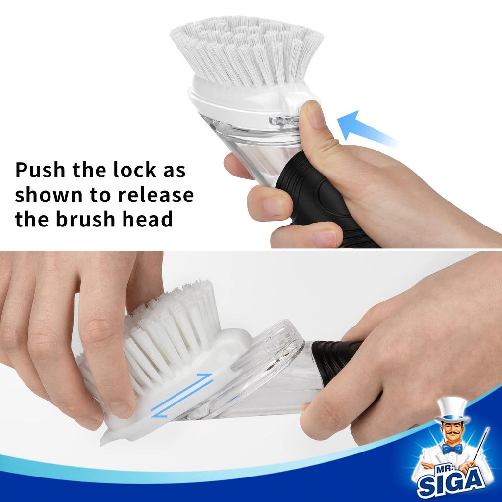 MR.SIGA One-Push Kitchen Brush (with Holder)