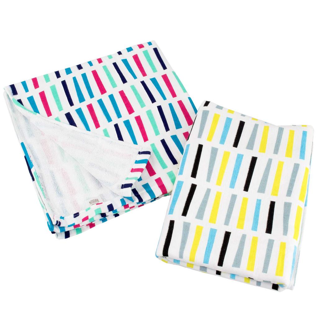 Bloom Gauze Touch Bath Set of 2 In Different Made In Senshu Cotton Tile and Pink Towels, Colors, Japan, Absorbent, Quick-Drying, Cute, Towel, 100%