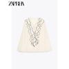 Zaprha 2025 New Arrival French Relaxed Feeling Laminated Decoration Translucent Long Sleeves Casual Shirt Female 3897052