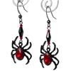 Schwarze Gothic-Ohrringe mit roten Kristallen und Spinnen