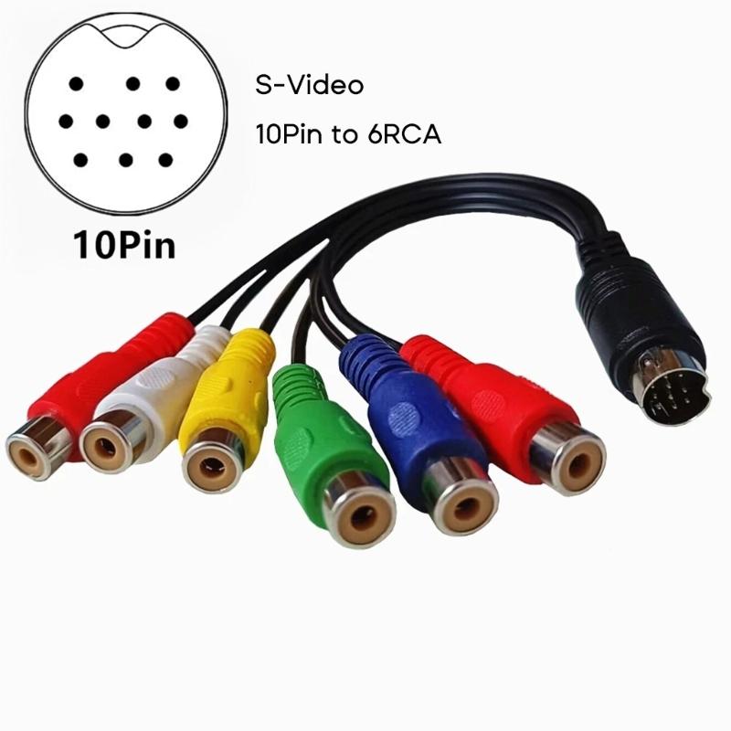 30cm 10 Pin Male to 6RCA Female Splitter Audio Video TV Adapter Cable S-Video 6RCA RGB Component Converter Cable