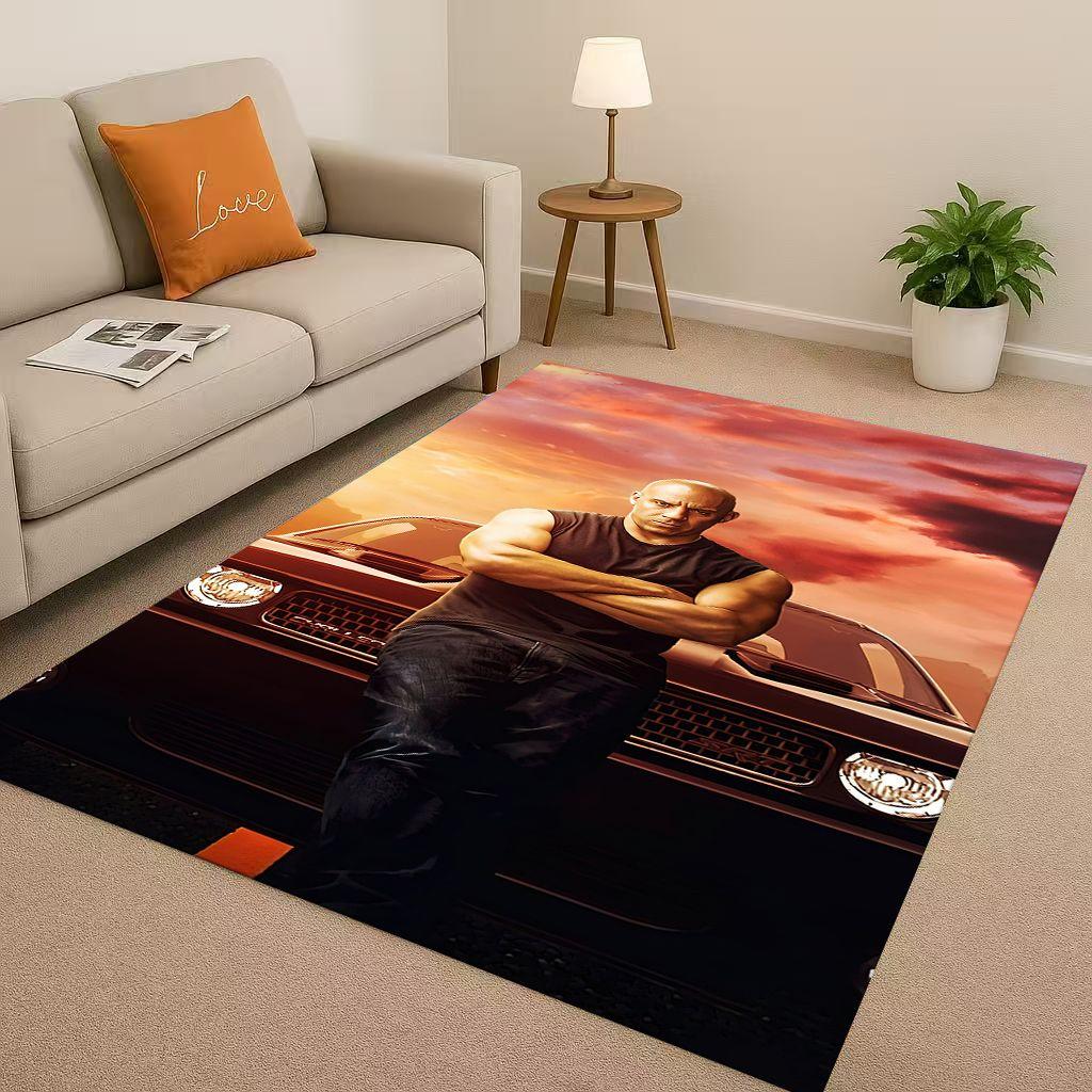 HD Fast F-Furious Vin Diesel Racing Car Living Room Non-Slip Area Rug Carpet for Bedroom Playroom Sofa,Easy Clean Home Doormat