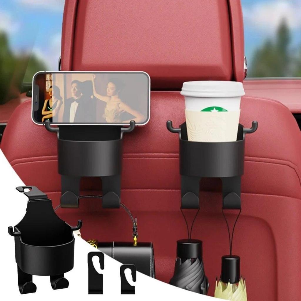 Multifunctional Car Headrest Hook - 2-in-1 Drink Holder & Storage Organizer for All Vehicle Types