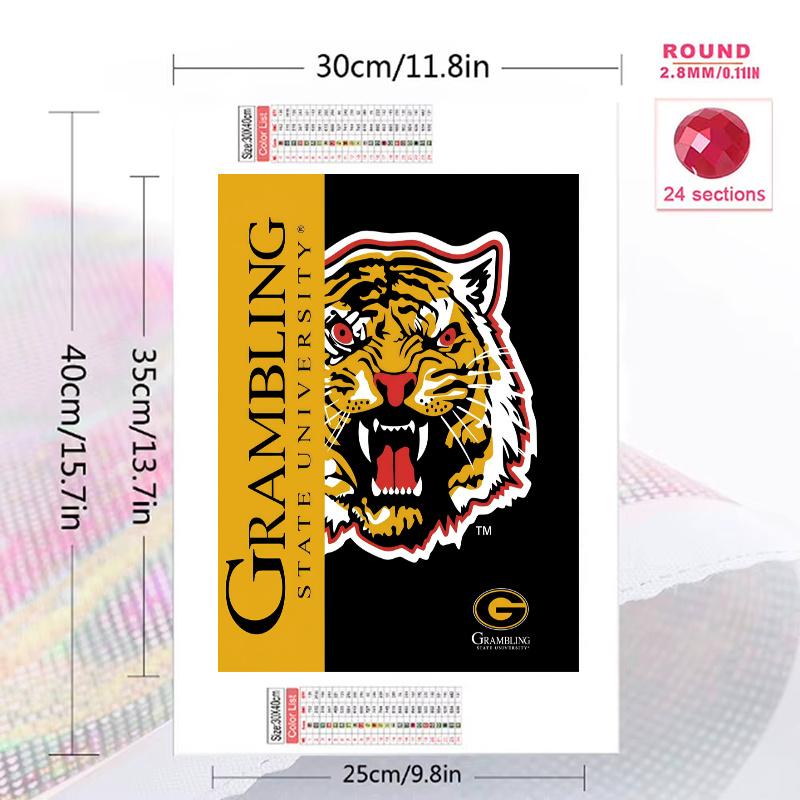 Grambling State Tigers 100% Round Full Drill 5D DIY Diamond Painting Embroidery Cross Stitch Rhinestone Décor