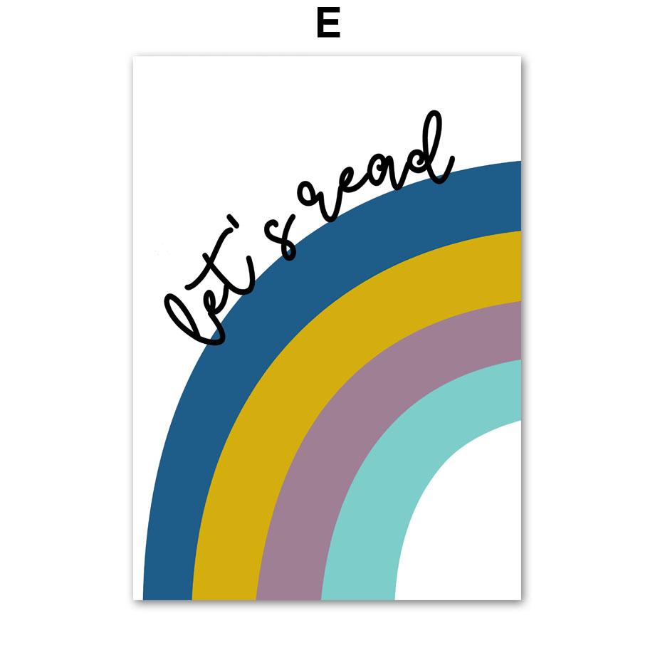 Rainbow Letters Nursery Baby Bedroom Nordic Posters And Prints Wall Art Canvas Painting Wall Pictures For Kids Room Decoration