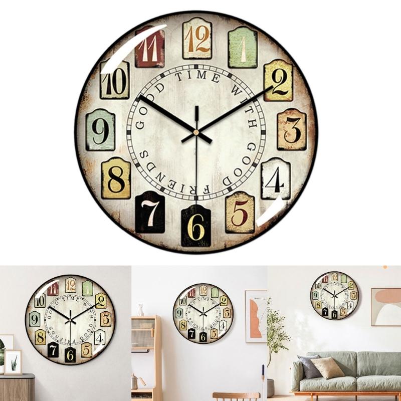 12Inch Vintage Decorative Round Wall Clock with Large Arabic Numerals Antiqued Classical Wall Clock Bedroom Home Decors