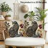 2Pcs Vintage Floral Cat Decorative Throw Pillow Covers,Bohemian Style Cushion Cases For Sofa Bedroom Living Room Cushion Cover