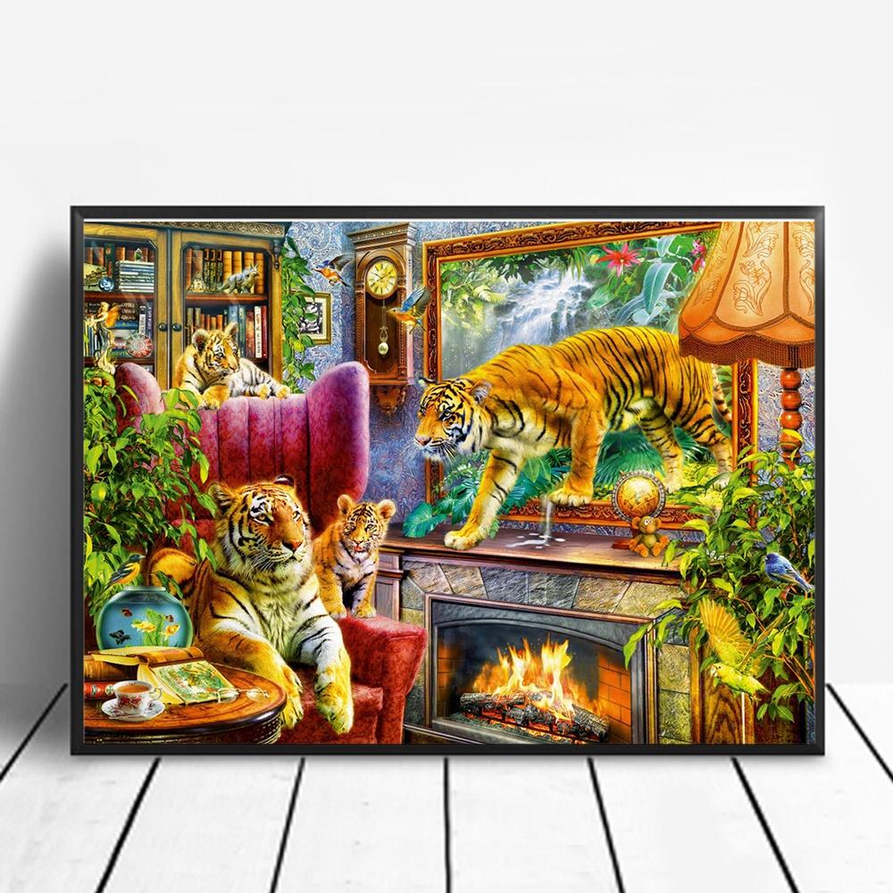 5D Diamond Painting Tiger Full Drill Embroidery Cross Stitch Kits Craft Home 5D Diamond Painting Tiger Full Drill Embroidery Cross Stitch Kits Craft Home