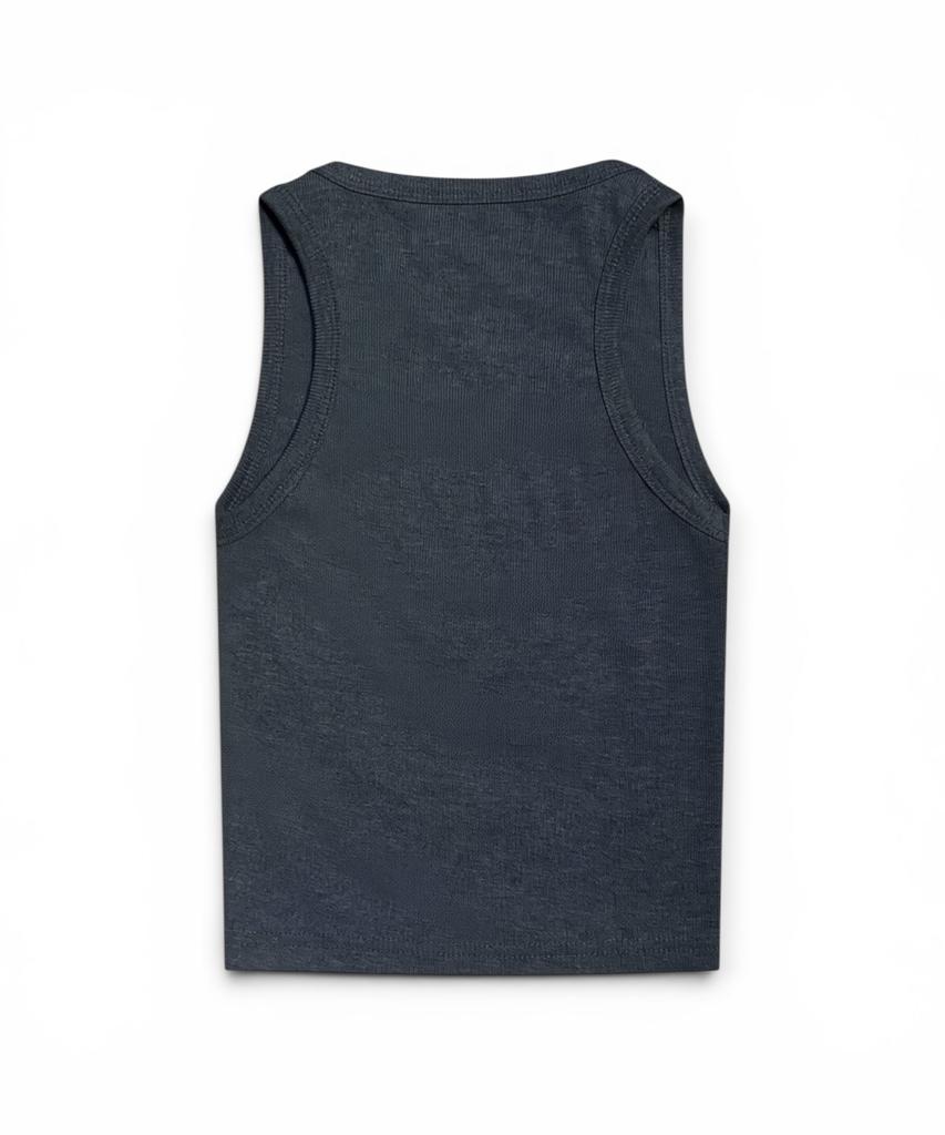 Bonseullipi Gothic Cross Rib Crop Tank (Charcoal)