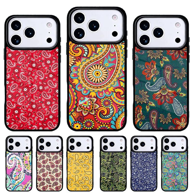 Floral Paisley Pattern Phone Case for iPhone 17 16 15 14 13 Pro Max Back Cover for 12 11 Pro Coque