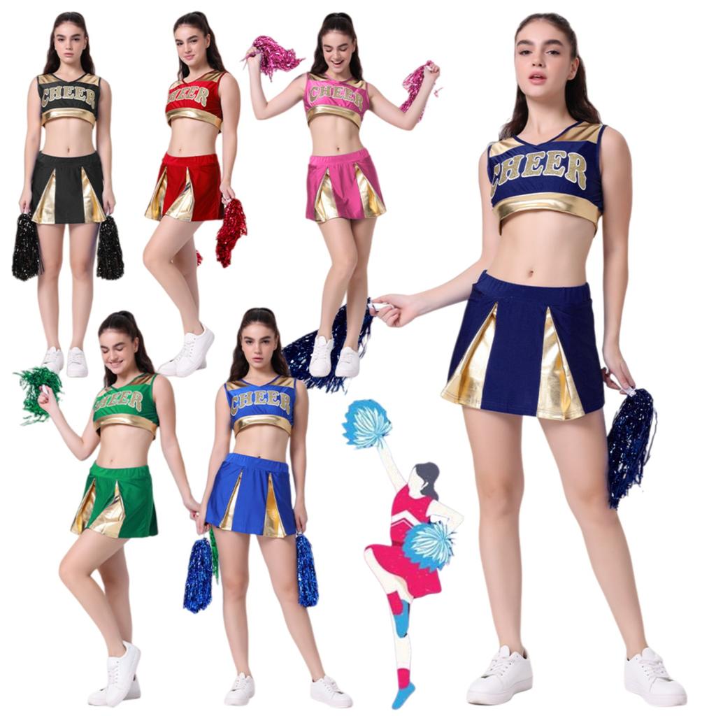 Womens Cheerleader Outfit Uniform Fancy Short Skirt Set Cosplay Costume Halloween Cheerleader Costumes For Women
