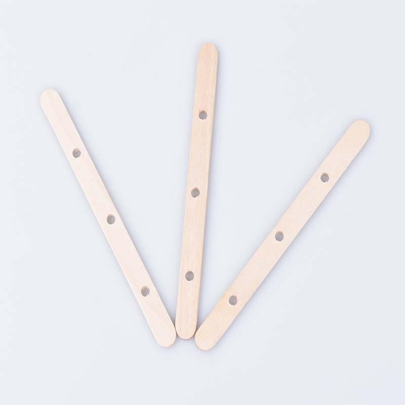 Wooden Wick Holder for DIY Candle Making, 114x10x2mm, Popsicle Stick with Multi-Hole and Single Center Hole Design.