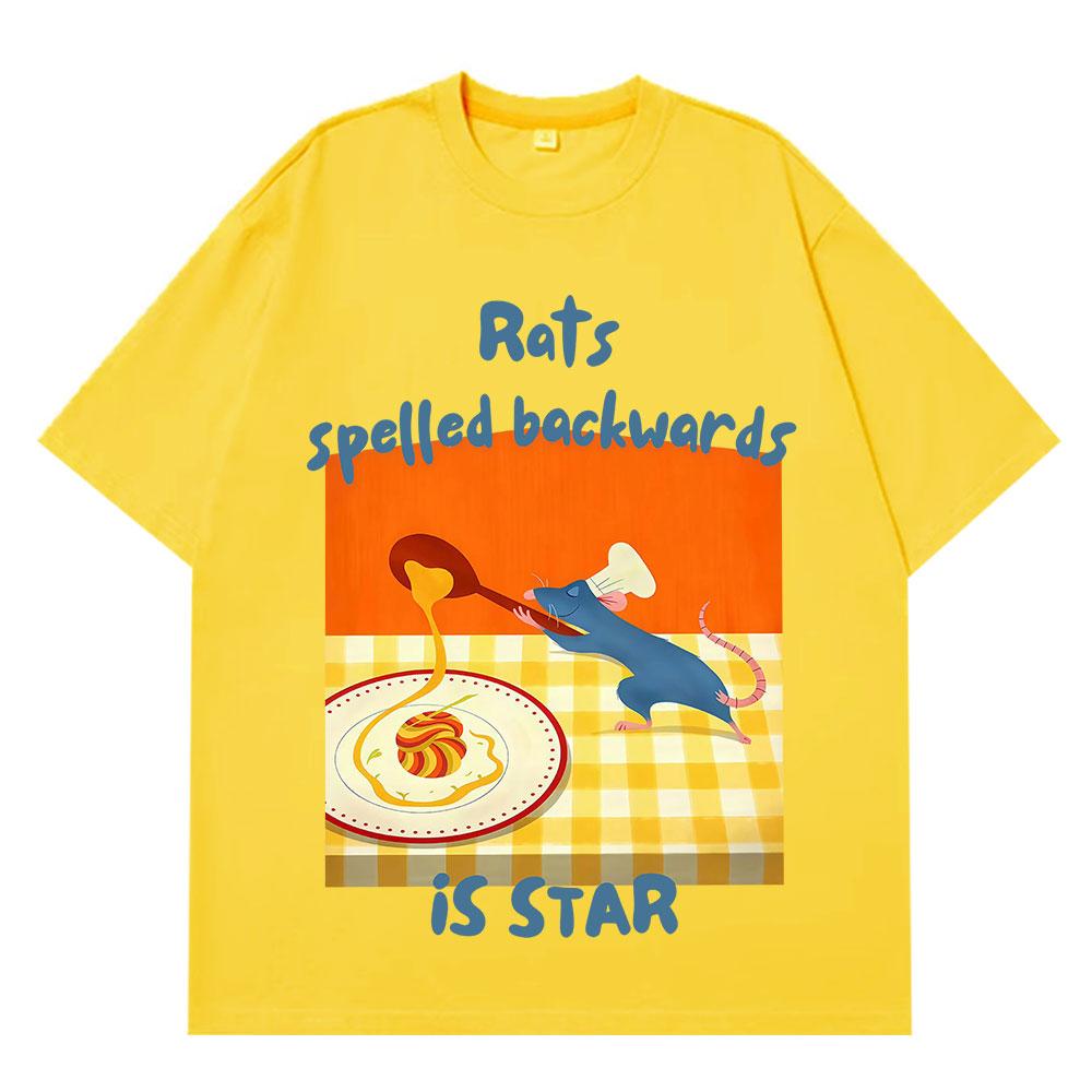 

Rats Spelled Backwards Is Star Funny Rat Cooking Meme Tees Unisex Women Summer Cotton Tshirts Shortsleeved Loose Hiphop Tshirts S