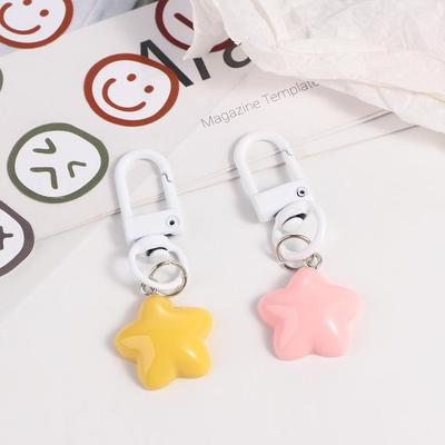 Creative Stars Yellow Pink Stars Keychain Chubby Pentagram Chubby Milk Yellow Star Keychain Soft Yellow/Pink Girls Gifts