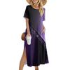 Damenmode Sommerkleid mit Farbblock-Patchwork-Print, lässiges Strandkleid, schmales Urlaubskleid