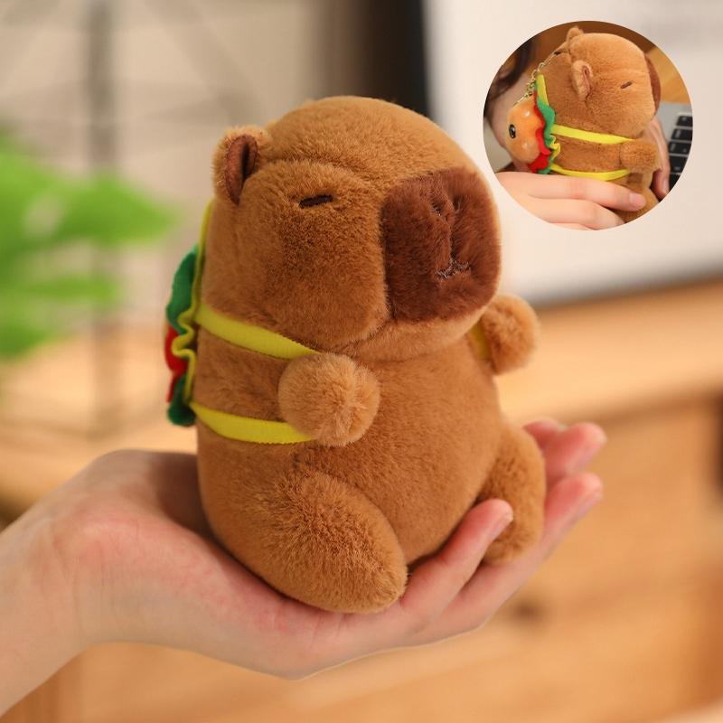 12cm Kawaii Anime Capybara Plushies With Pikachu Stitch Lucifer Cat Hat Doll Stuffed Animals Capybara Plushies Girl Toys