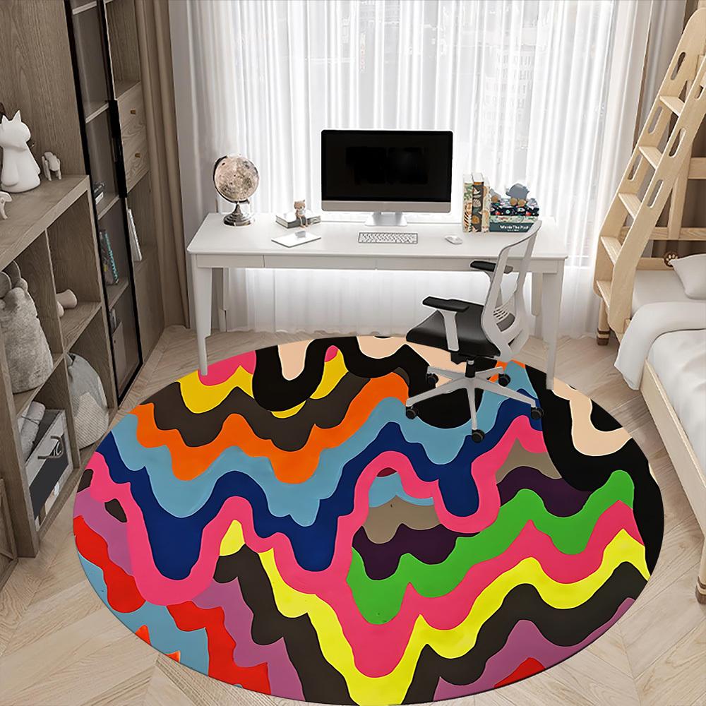 1pc Colorful Abstract Chair Carpet for Office - Durable, Ideal for Chair Mats, Stylish & Functional Decorative Rug yy260130020