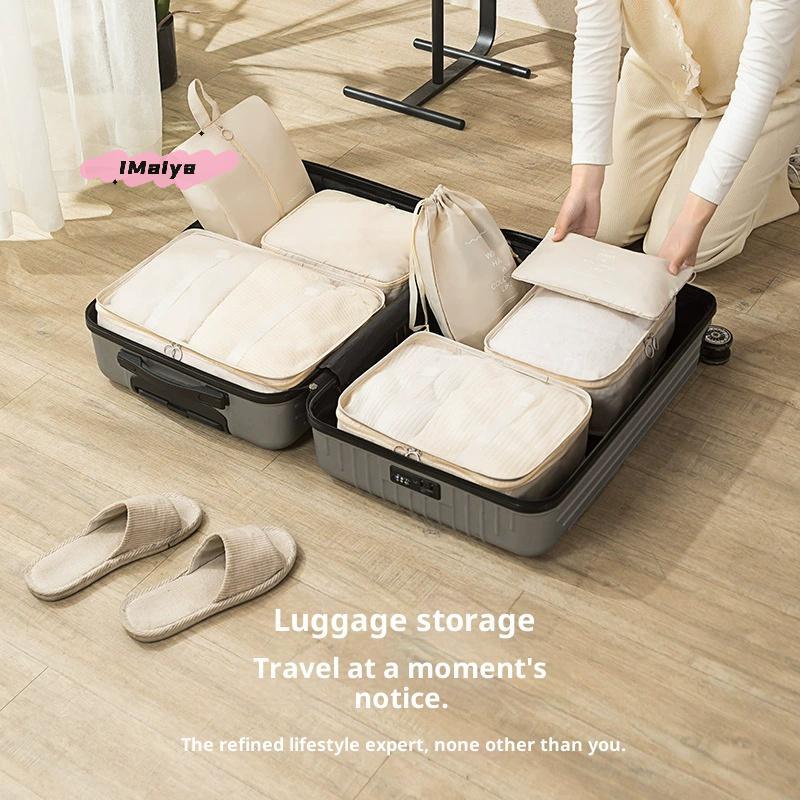 7Pcs Travel Storage Bag Set Luggage Organizer with Clothing Shoe Underwear Toiletry Sorting Bags for Easy Packing And Neatness