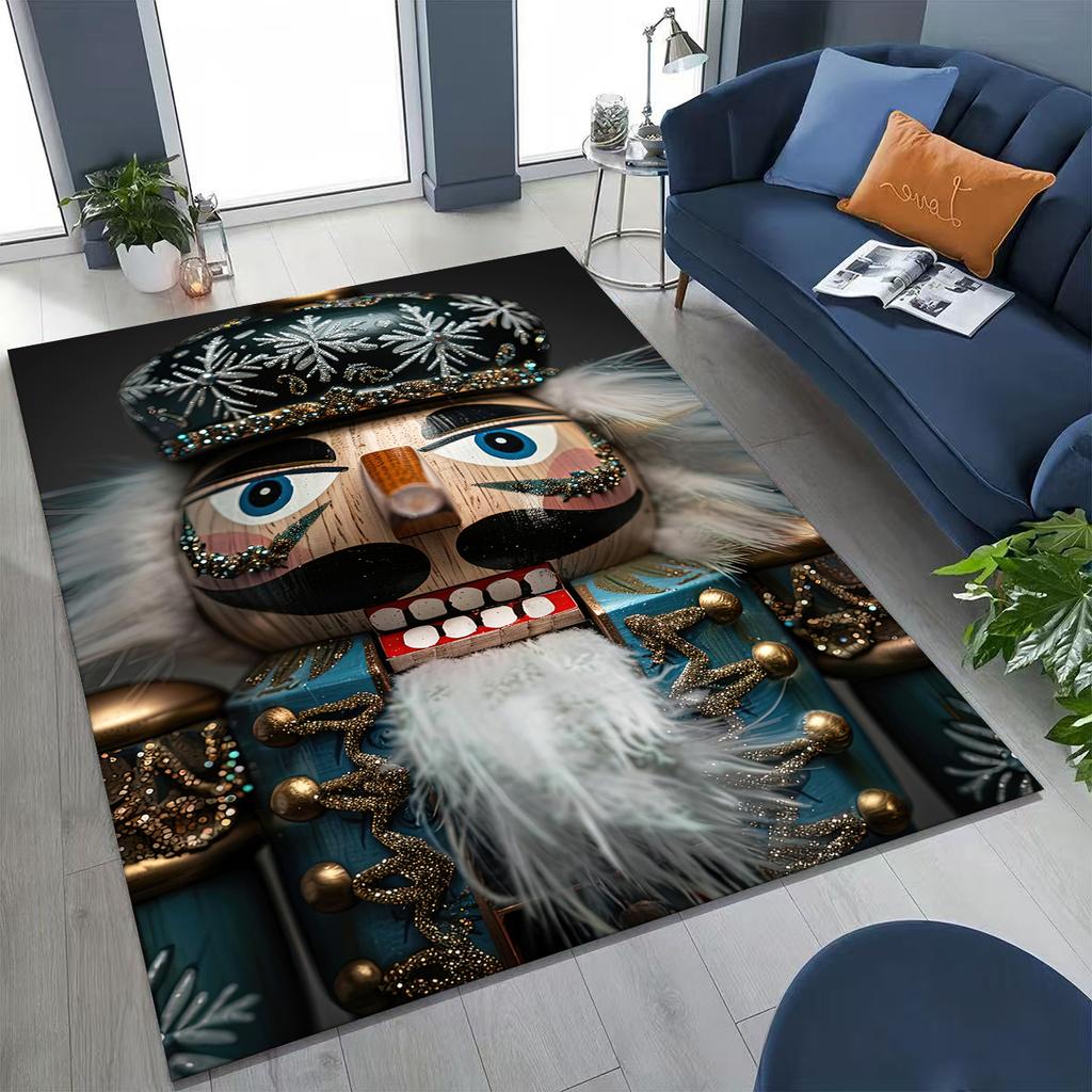 2026 New Nutcracker Merry Christmas Tree Cartoon Puppet Gift Carpet Rug for Bedroom Living Room Sofa Home Doormat Decor,Non-slip