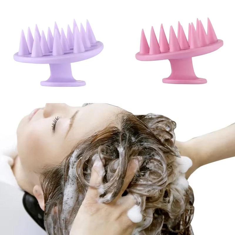 1pc Portable Silicone Head Massage Brush, Deep Cleansing Scalp and Hair Care Brush, Massage Shampoo Brush, Shower Brush