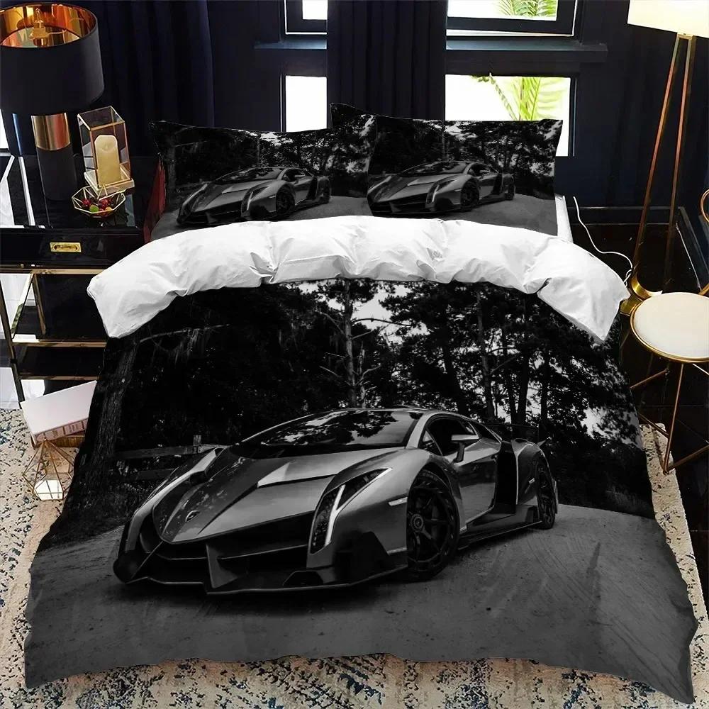 2025 Sports Car Duvet Cover Set Luxury High Quality For 3D Printed Bedding Double Queen King Bedclothes Adults Boys Home Textile