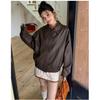 2025 Trendy American Retro Leather Jacket - Loose Fit for Spring & Autumn, Unisex Motorcycle Style, Cool Black
