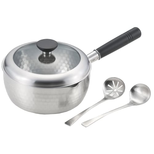 

Ginrin Hammered Yukihira Pot with Lid, 20cm (with Ladle) GR-202A