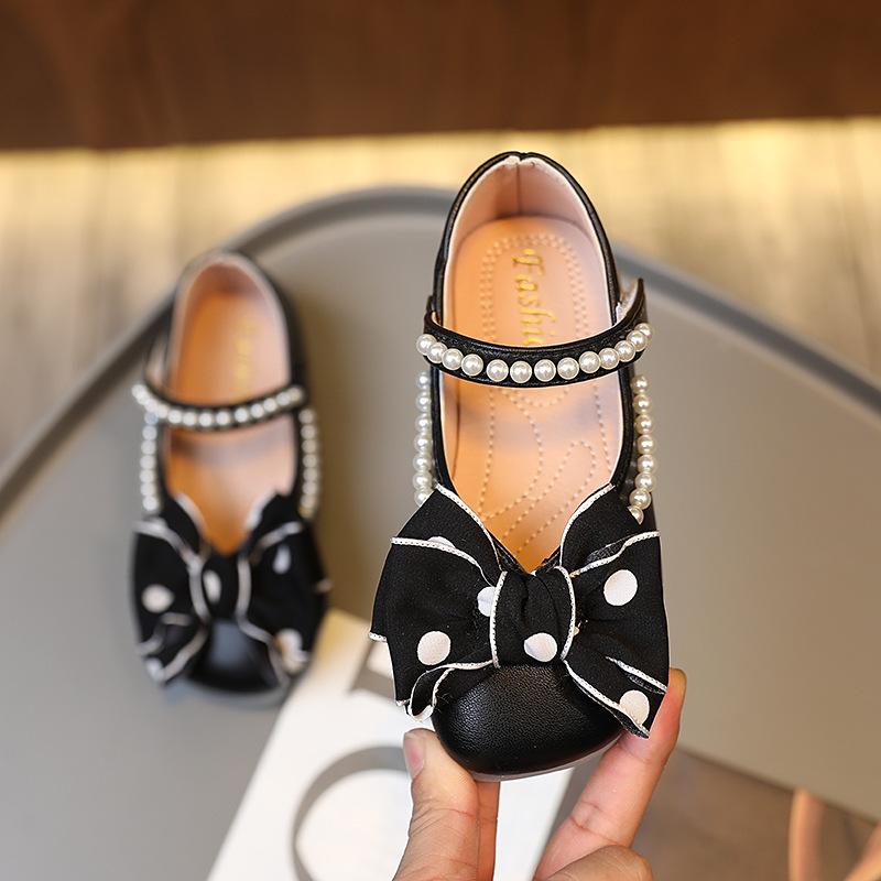 Newest Children Fashion Leather Shoes For Girls To Years Kids Mary Janes Princess Shoes Baby Pearl Bow Party Dress Flats 26