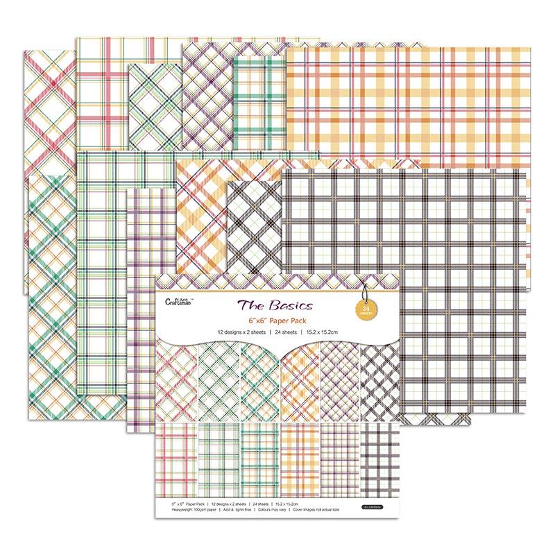5 Styles 24 Sheets DIY Photo Album Scrapbook Junk Journal Account Card Background Paper 6 Inch Simple Lines Dots Theme
