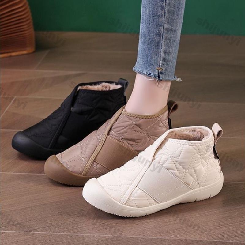 Módní dámské kotníkové boty 2025 zima nové plyšové teplé sněhule voděodolné protiskluzové nadměrná velikost 44 pohodlné ležérní bavlněné boty