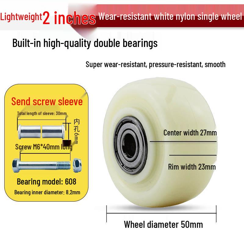 Nylon Swivel Caster Wheels: 2-6 inch Heavy-Duty Rubber & Flat Plate Options