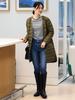 Beams Heart French Long Down Size M Women's Jacket, Olive,