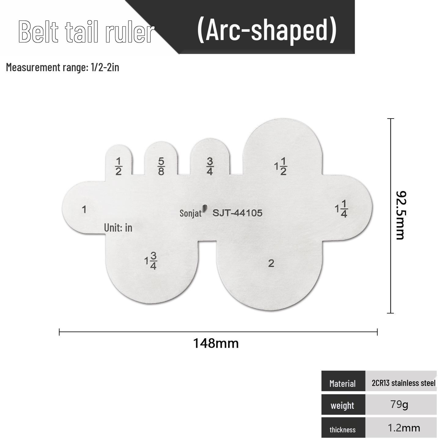 Belt Tail Scratch Ruler: Round Hole Measuring Gauge for Pipe Diameter Templates.