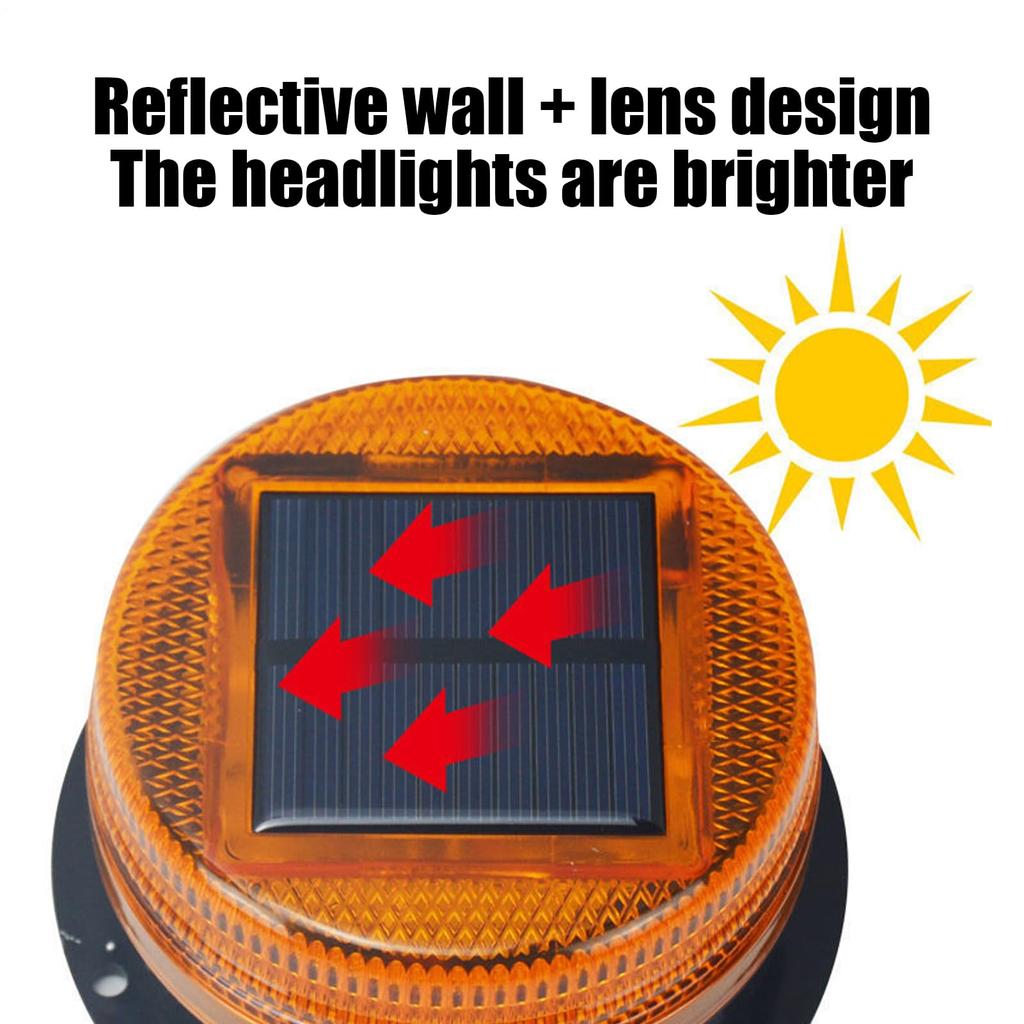 LED Solar Warning Light - Solar Powered Safety Flashing Light with Magnetic Base |