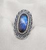 Handmade 925 Sterling Silver Labradorite Ring: Vintage Boho Statement Jewelry